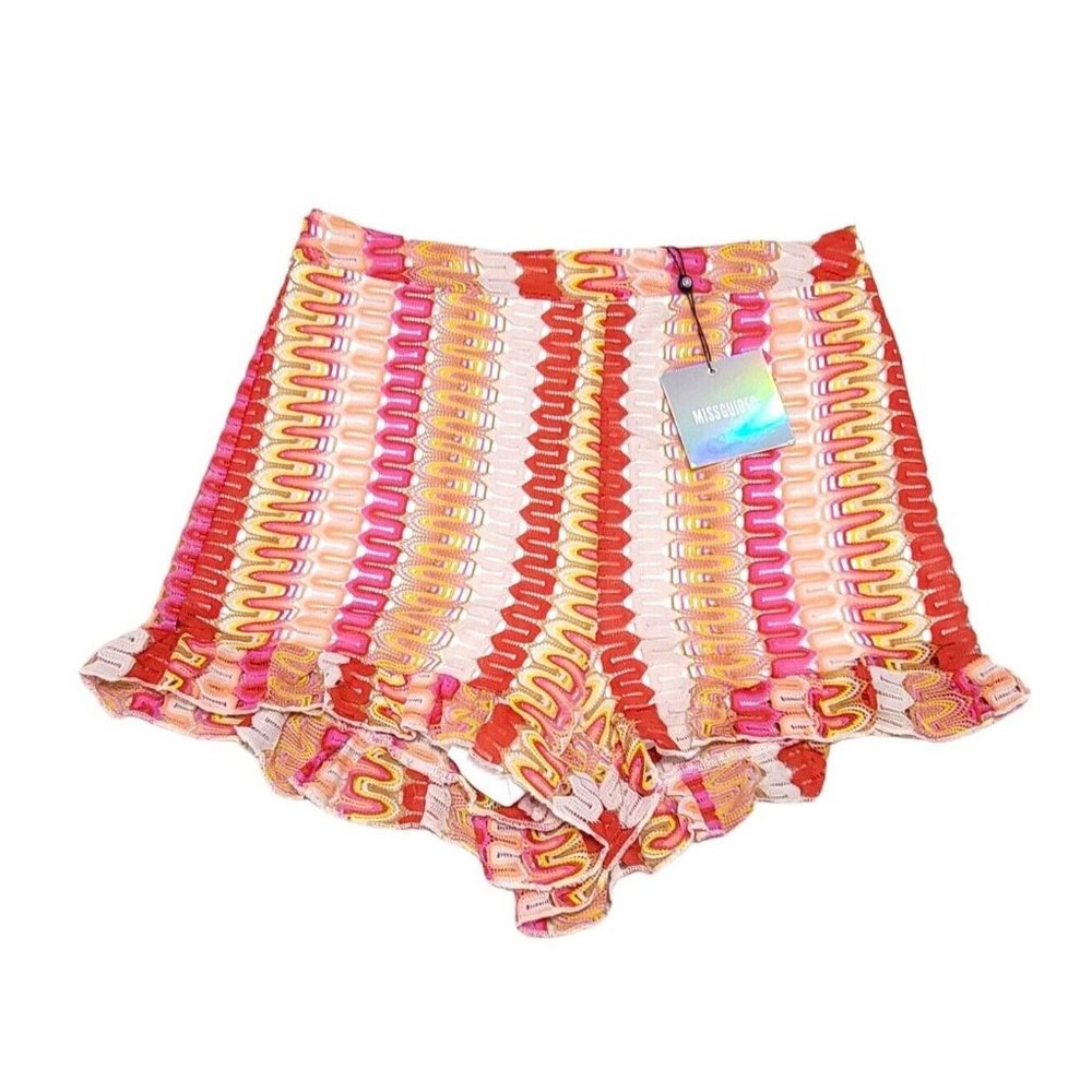 Missguided Women's Shorts Co Ord Crochet Frill Hem Multi-Color Size 8 NEW w/ Tag